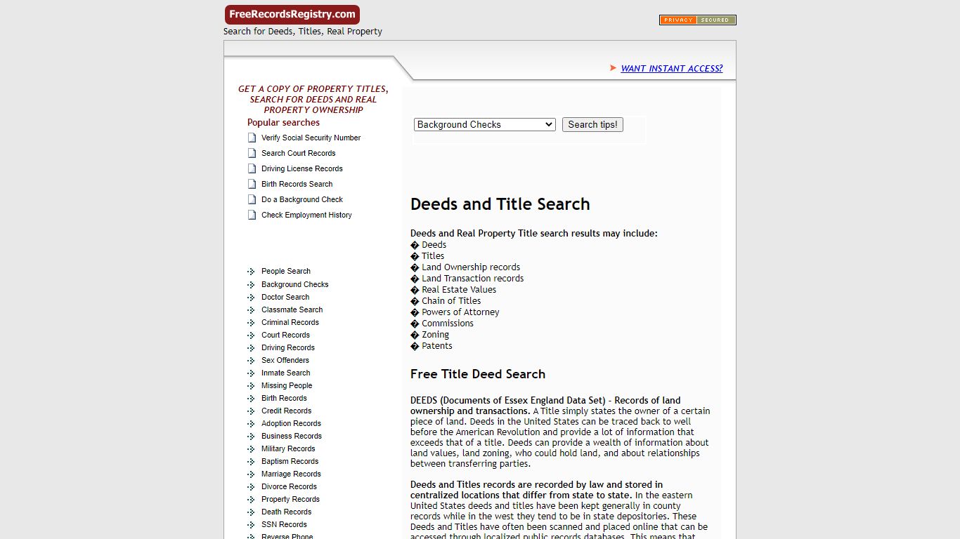 Deeds and Title Search - freerecordsregistry.com